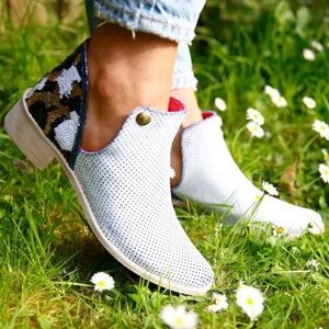 New Leather Western Booties with Camo Sequins